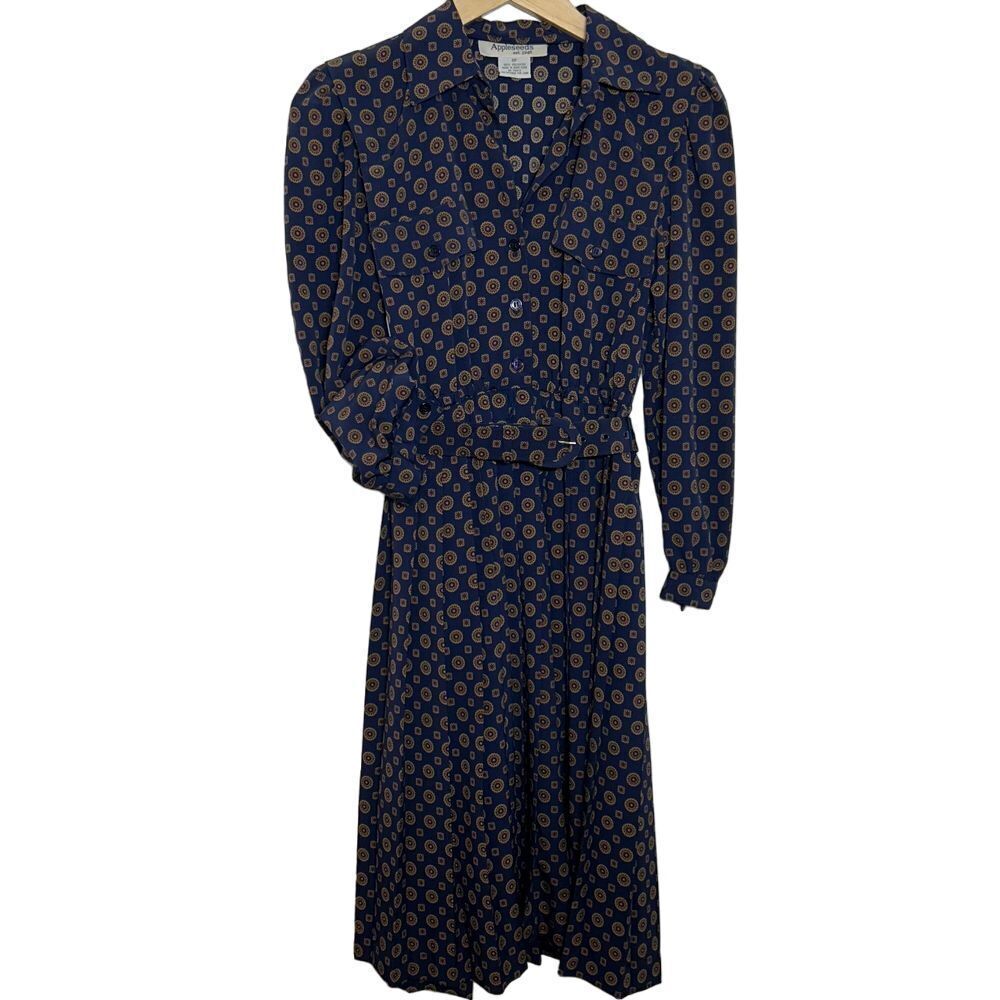 EUC Vintage Appleseed's Belted Waist Long Sleeve Dress Size 6P